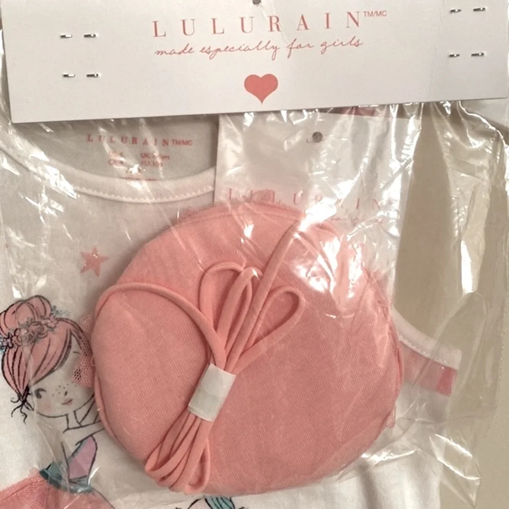 LULURAIN Girl's 3 Piece Tulle S/L Set Tulle Matching Crossbody Bag Size 4 NEW